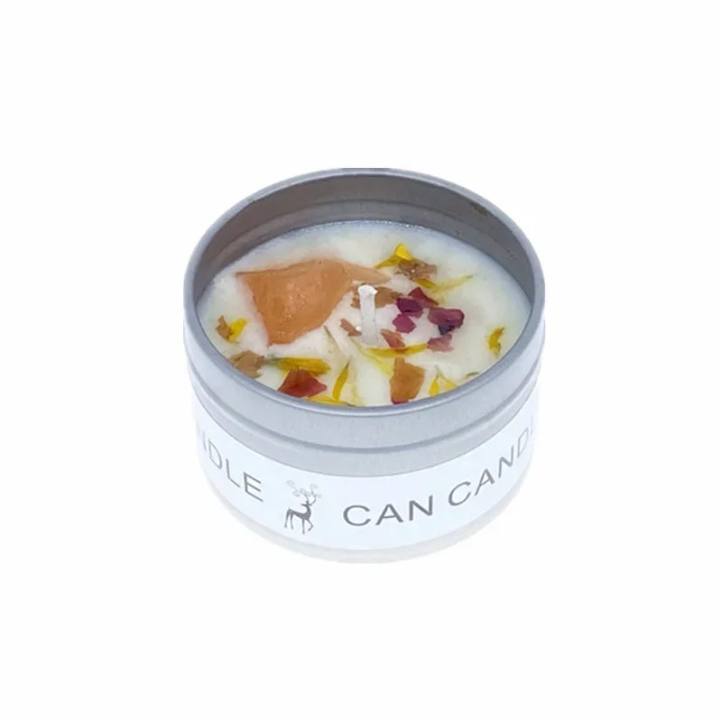 Bougie parfumée en cire de soja - pierre de cristal et fleurs séchées