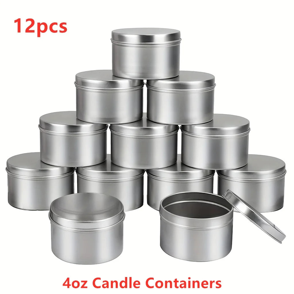 Lot de 12 Pots à Bougie 120ml – DIY Bougies – Or / Argent / Noir