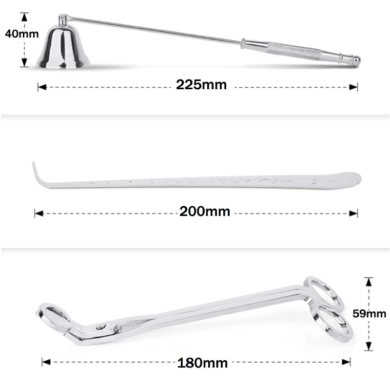 Kit 3/4 Pièces Outils pour Bougies – Coupe-mèche, Éteignoir, Crochet et Plateau