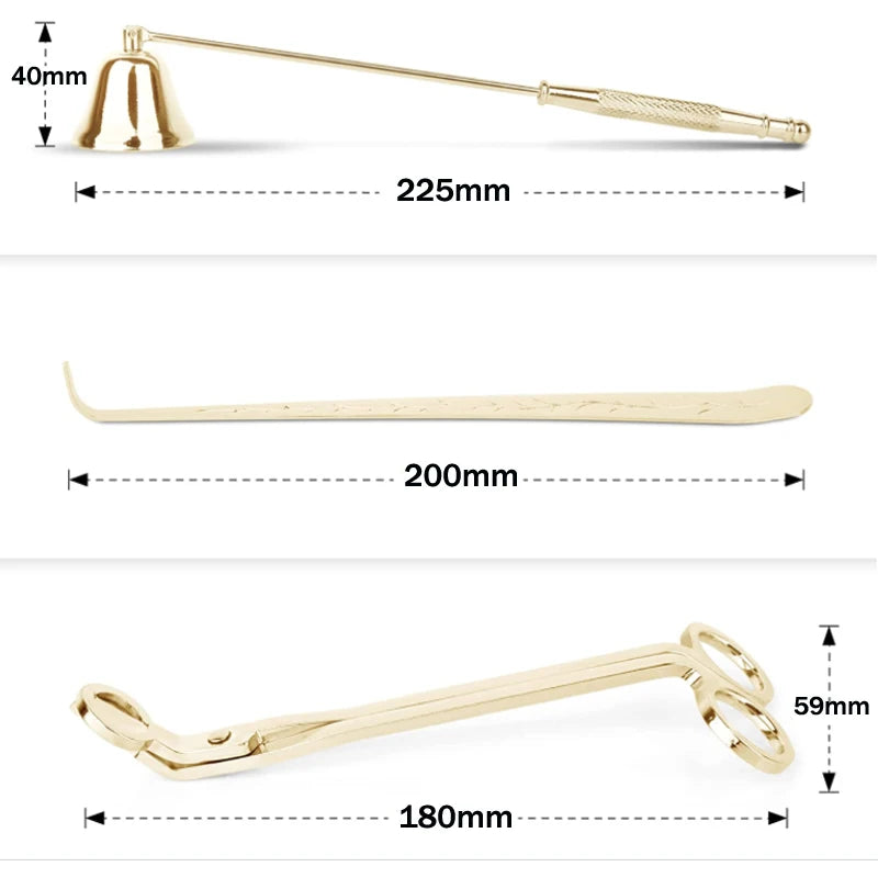 Kit 3/4 Pièces Outils pour Bougies – Coupe-mèche, Éteignoir, Crochet et Plateau
