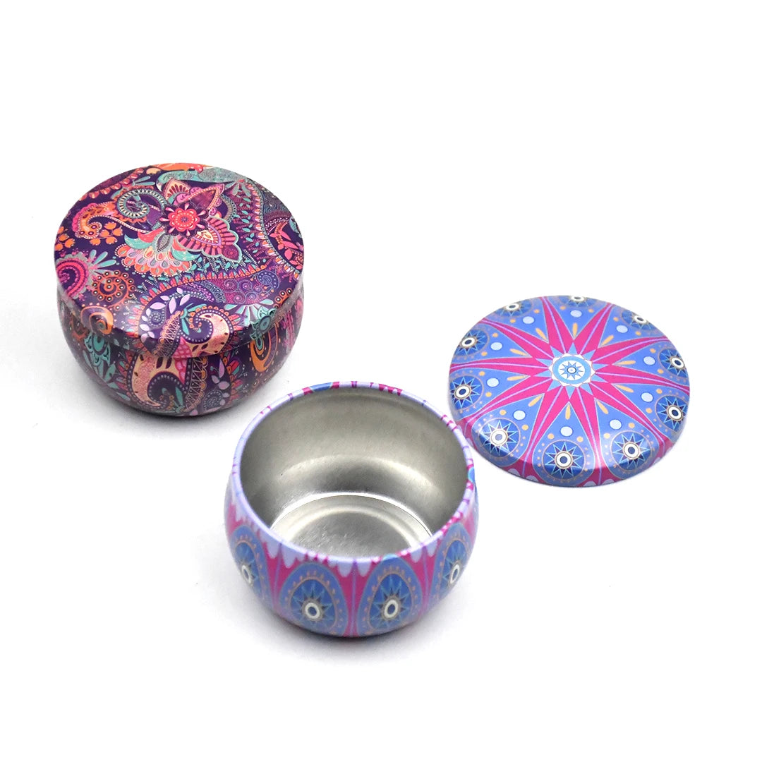 Lot de 36 Boîtes Métal Motifs Variés – Pots Vides pour Bougies DIY