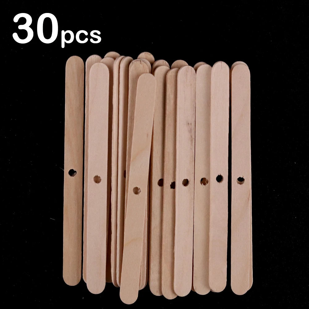 Support de Mèche en Bois avec Trous – Lot de 5/20/30 Pièces pour Bougies DIY