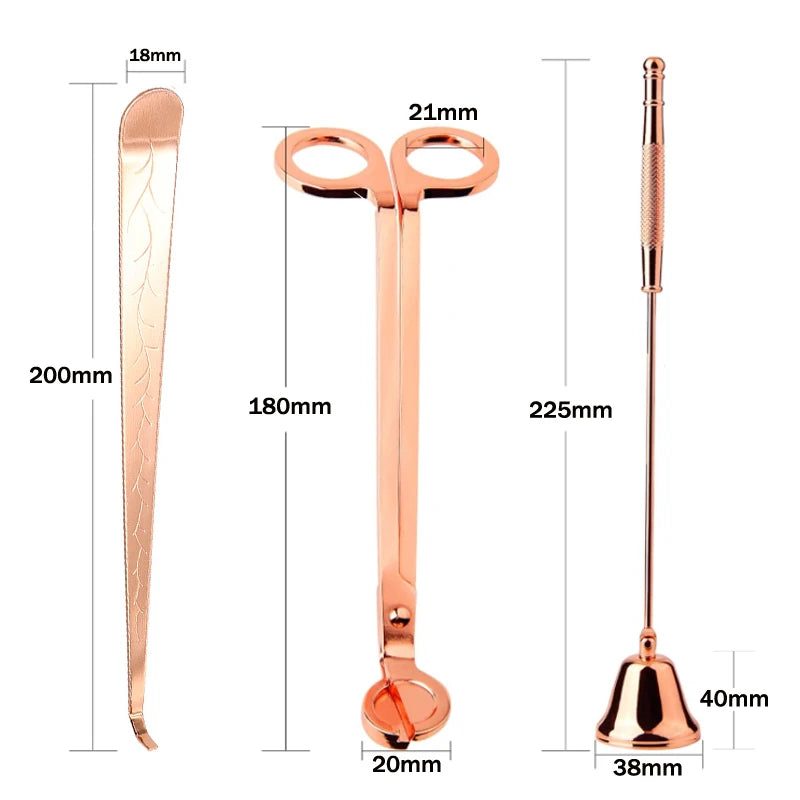Kit 3/4 Pièces Outils pour Bougies – Coupe-mèche, Éteignoir, Crochet et Plateau