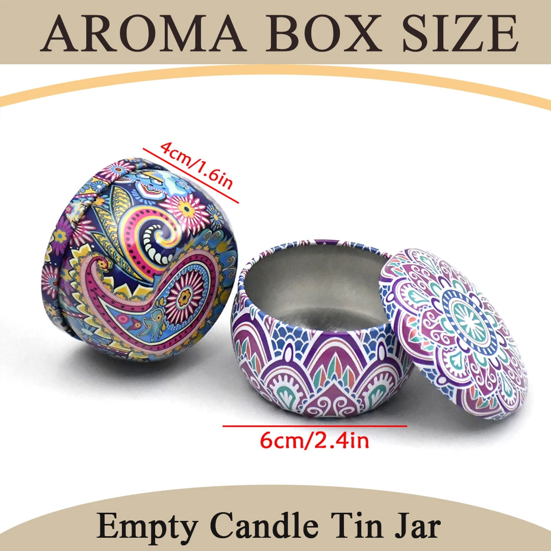 Lot de 36 Boîtes Métal Motifs Variés – Pots Vides pour Bougies DIY