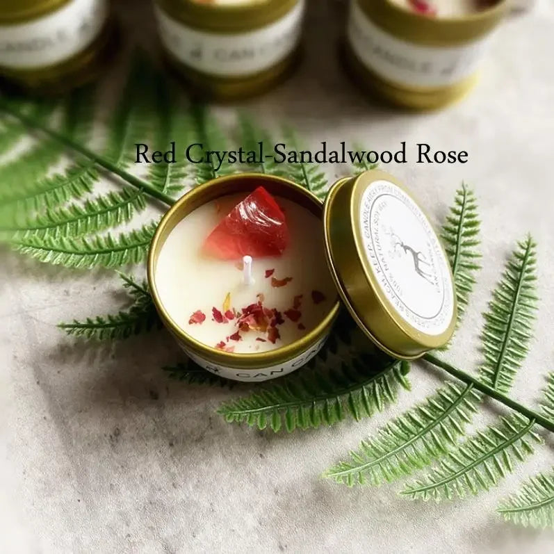 Bougie parfumée en cire de soja - pierre de cristal et fleurs séchées