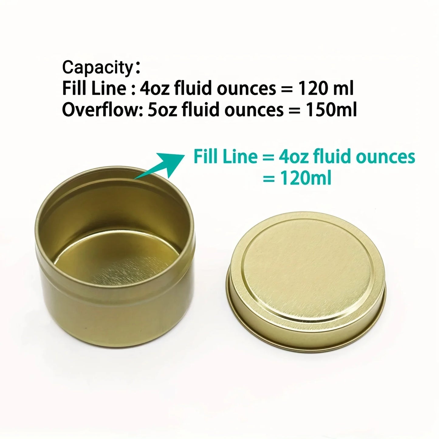 Lot de 12 Pots à Bougie 120ml – DIY Bougies – Or / Argent / Noir