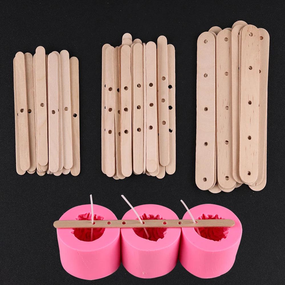 Support de Mèche en Bois avec Trous – Lot de 5/20/30 Pièces pour Bougies DIY