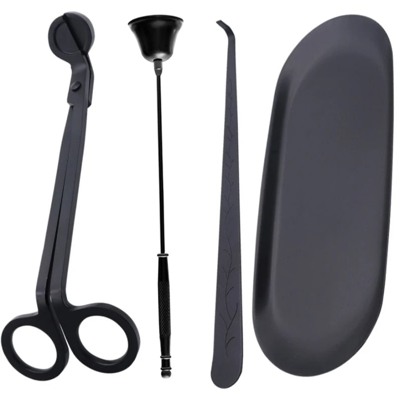 Kit 3/4 Pièces Outils pour Bougies – Coupe-mèche, Éteignoir, Crochet et Plateau