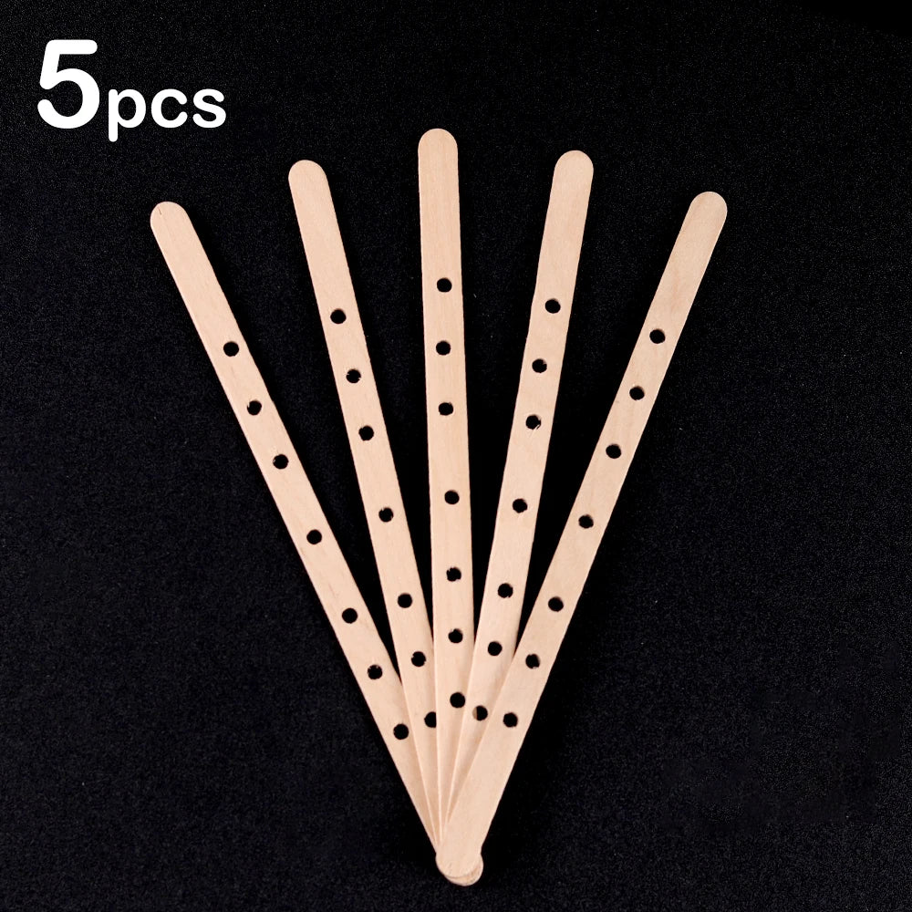 Support de Mèche en Bois avec Trous – Lot de 5/20/30 Pièces pour Bougies DIY