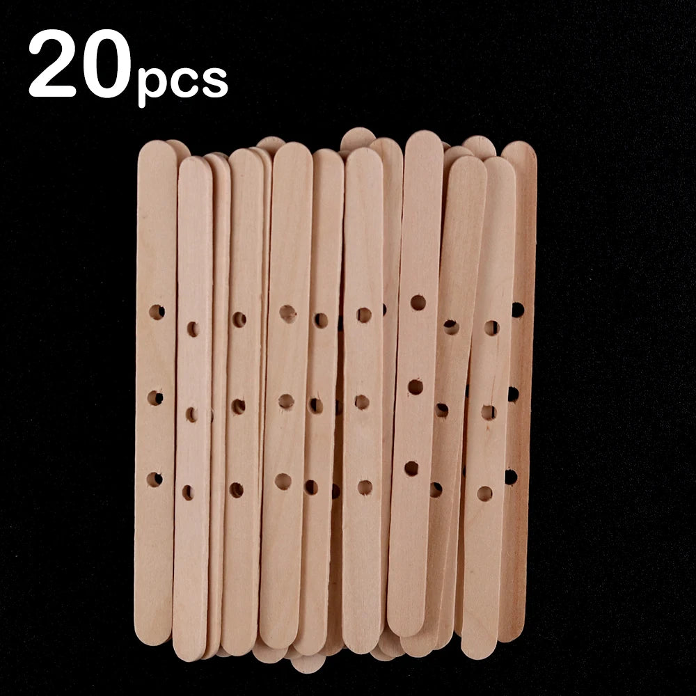 Support de Mèche en Bois avec Trous – Lot de 5/20/30 Pièces pour Bougies DIY