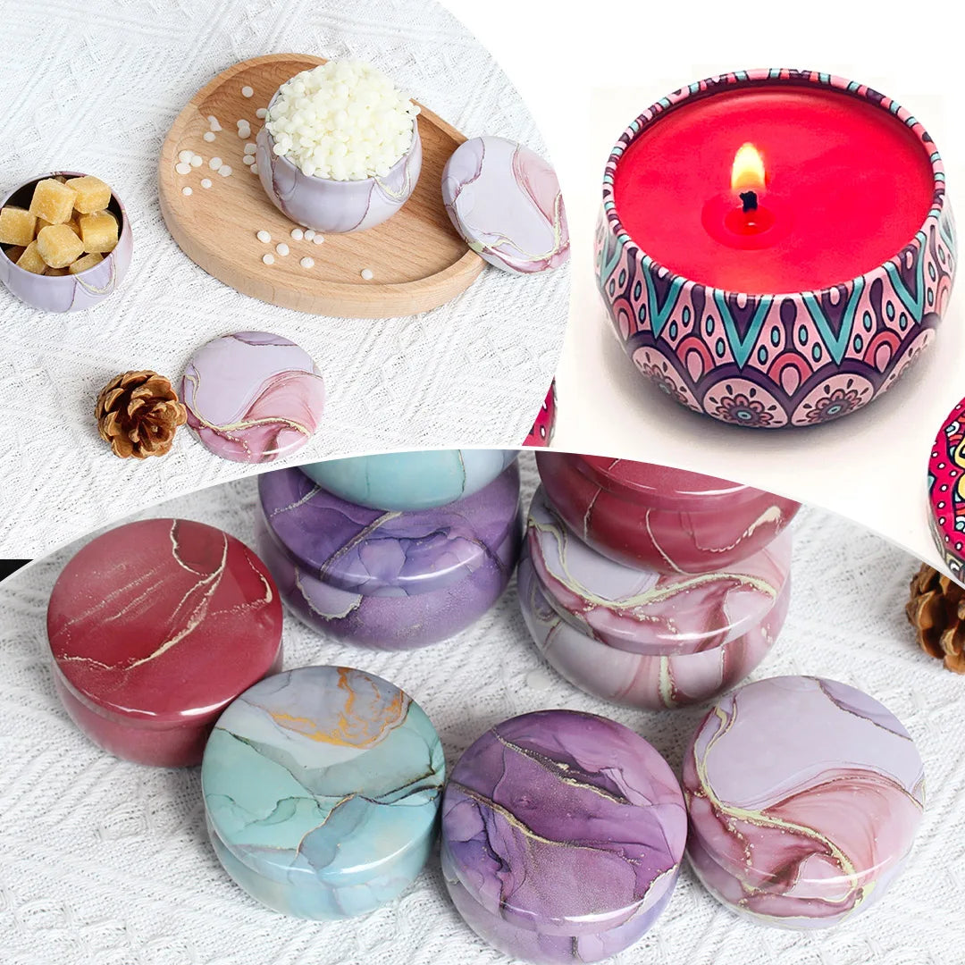 Boîtes à Bougies Marbrées – Lot de 12 Contenants Élégants pour DIY & Stockage
