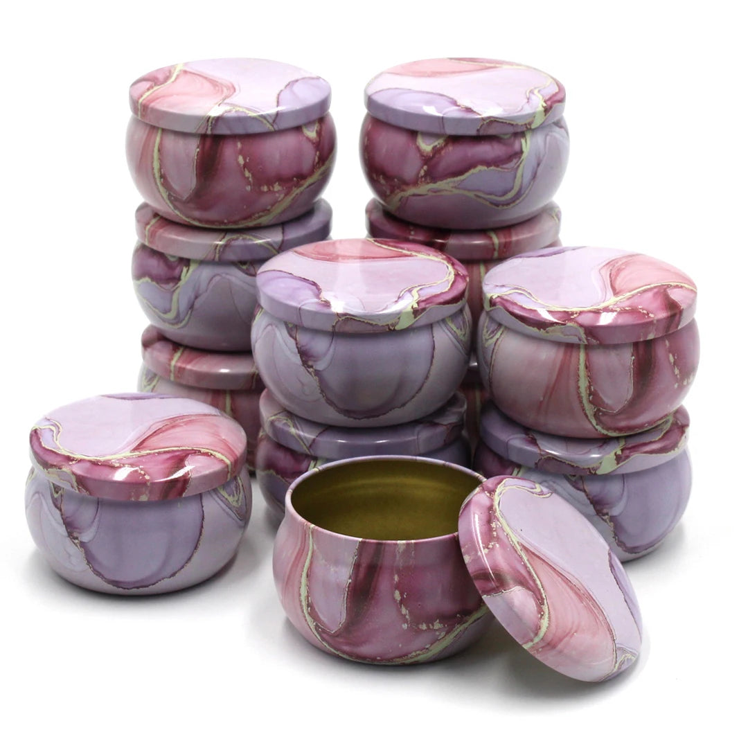 Boîtes à Bougies Marbrées – Lot de 12 Contenants Élégants pour DIY & Stockage