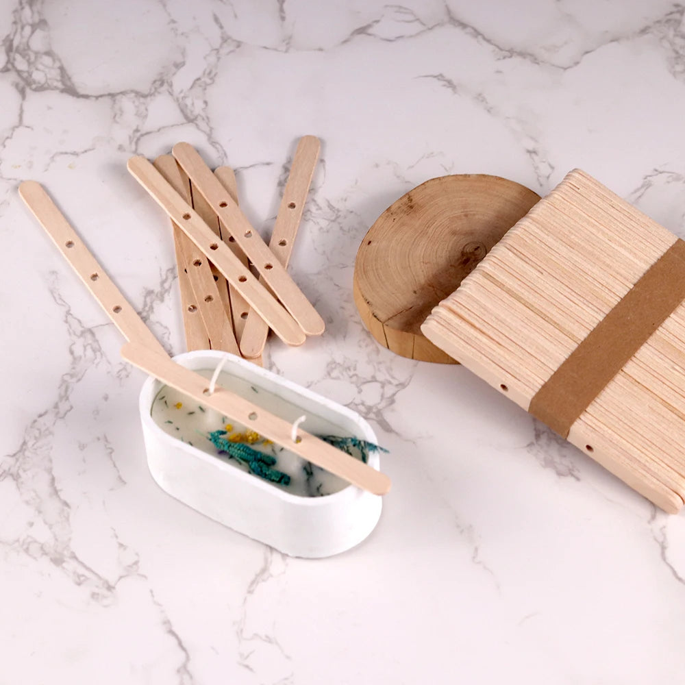 Support de Mèche en Bois avec Trous – Lot de 5/20/30 Pièces pour Bougies DIY