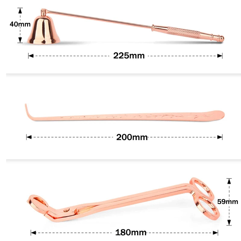 Kit 3/4 Pièces Outils pour Bougies – Coupe-mèche, Éteignoir, Crochet et Plateau