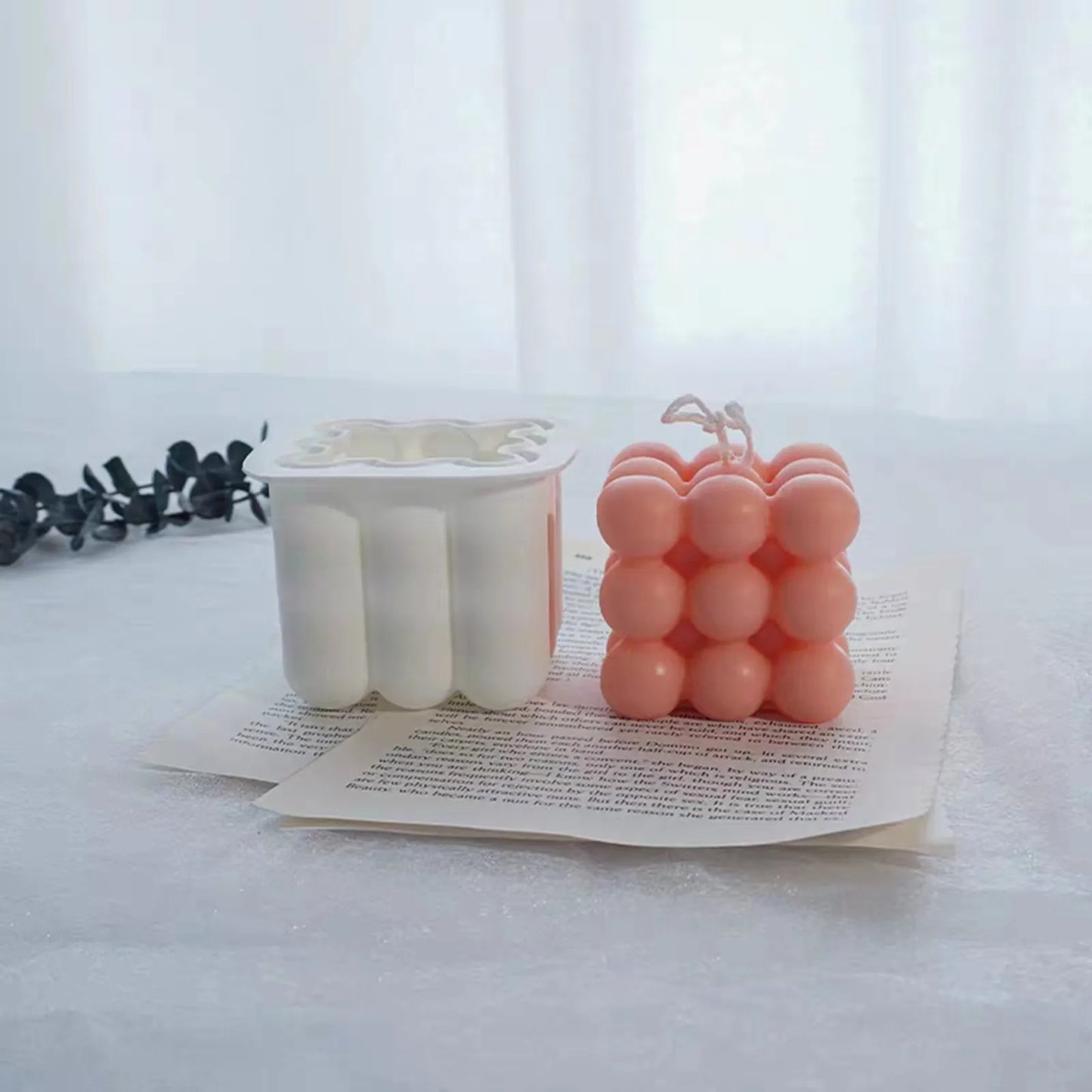 Kit 6 Moules Bougie DIY – Fleurs & Cubes en Silicone
