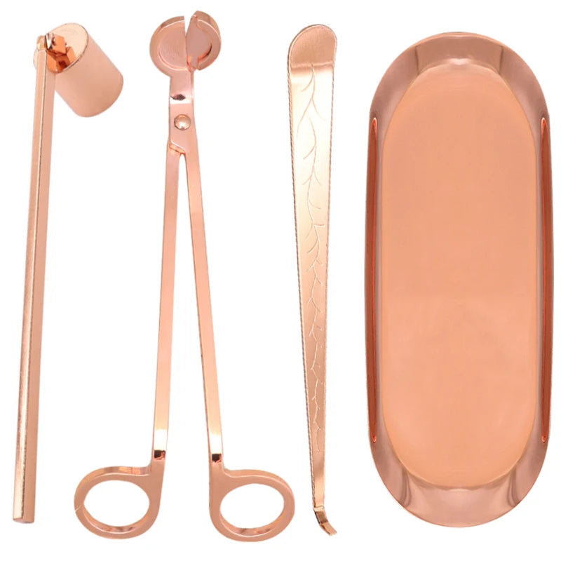Kit 3/4 Pièces Outils pour Bougies – Coupe-mèche, Éteignoir, Crochet et Plateau