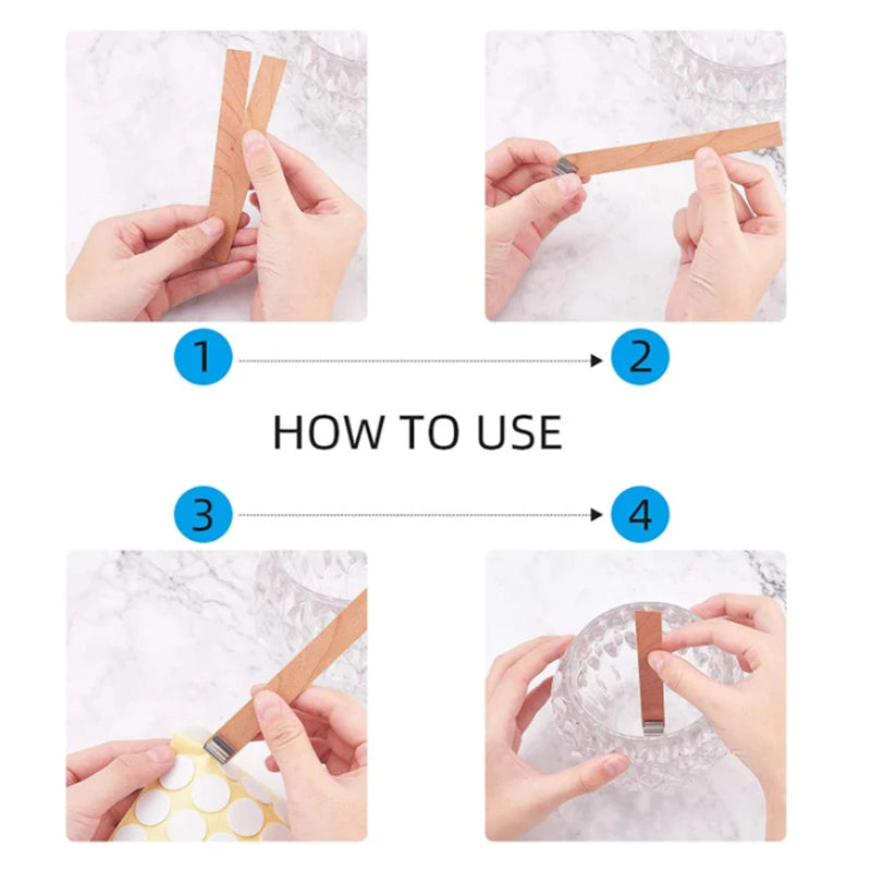 Lot de 30/50 Mèches en Bois avec Support Métallique – Mèches Sans Fumée pour Bougies DIY