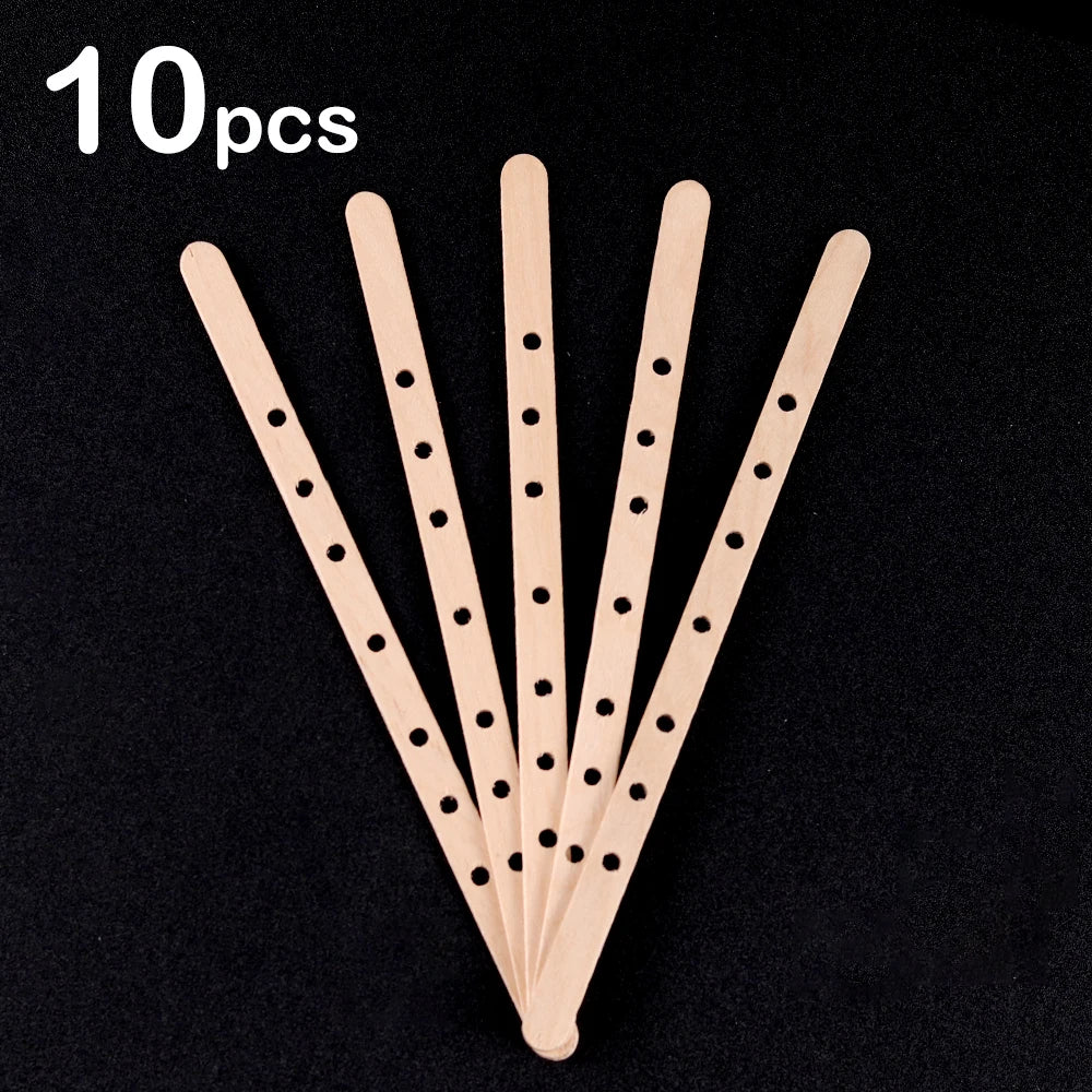 Support de Mèche en Bois avec Trous – Lot de 5/20/30 Pièces pour Bougies DIY
