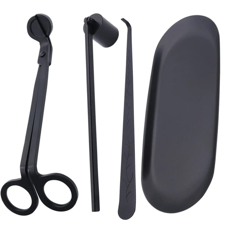 Kit 3/4 Pièces Outils pour Bougies – Coupe-mèche, Éteignoir, Crochet et Plateau