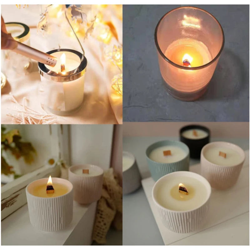 Lot de 30/50 Mèches en Bois avec Support Métallique – Mèches Sans Fumée pour Bougies DIY